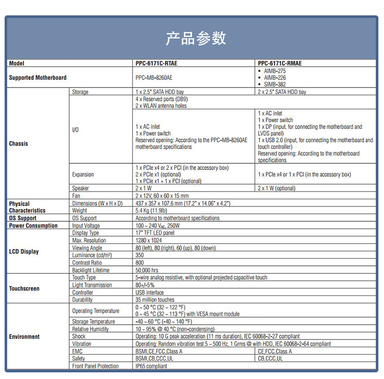 全新研華無風(fēng)扇嵌入式工控機(jī) 多功能平板電腦 PPC-6171C