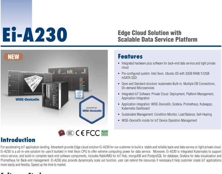 研華EI-A230 研華 EI-A230，邊緣計算系統(tǒng)服務器，搭載Intel Xeon E3-1275 V6 CPU，32GB RAM，512GB mSATA SSD，1T HDD *2，預裝Ubuntu 16.04操作系統(tǒng)。