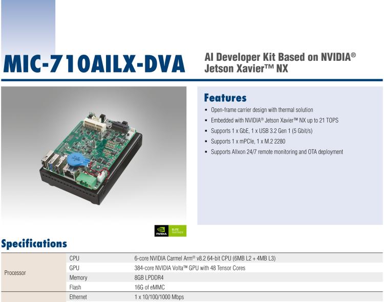 研華MIC-710AILX-DVA NVIDIA? Jetson Xavier NX開發板