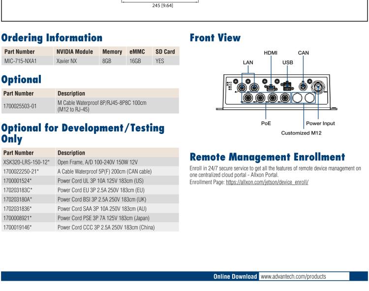 研華MIC-715 加固型AI 推理平臺，基于英偉達Jetson? Xavier NX，IP67防護等級