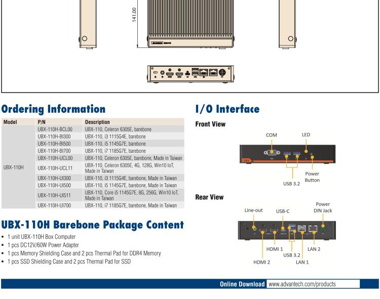研華UBX-110 研華 UBX-110 是一臺工業(yè)級微型計算機，適用于辦公室、零售應(yīng)用等。內(nèi)置 Intel Tiger Lake 系列處理器提升系統(tǒng)性能和工作效率。