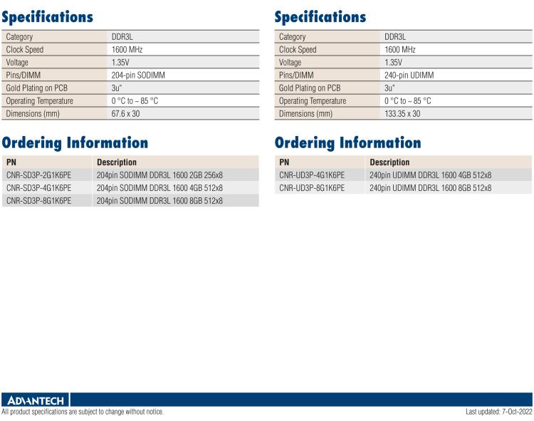 研華CNR-SD3P CNR DDR3是研華面向國內(nèi)市場的內(nèi)存條系列，產(chǎn)品采用海力士IC設(shè)計，交期短，且高性價比產(chǎn)品系列。適用于國產(chǎn)化及各類行業(yè)應(yīng)用市場。