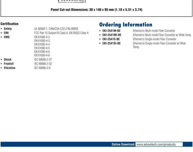 研華EKI-2541MI 工業級百兆多模光電轉換器