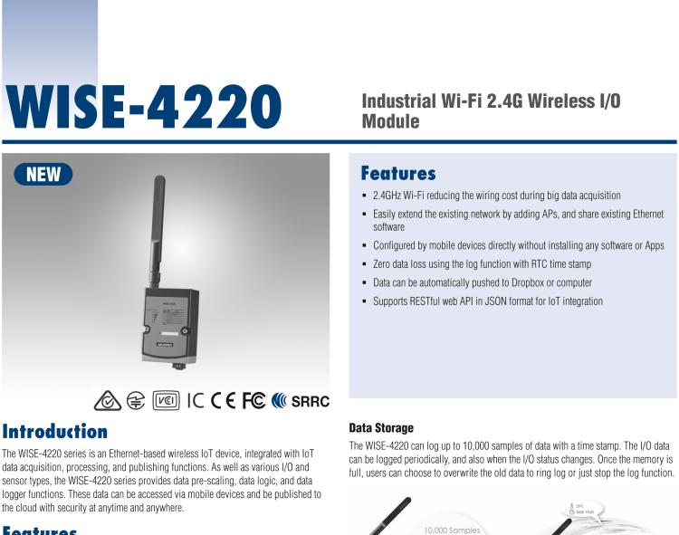研華WISE-4220 WiFi 2.4G無(wú)線(xiàn)I/O模塊