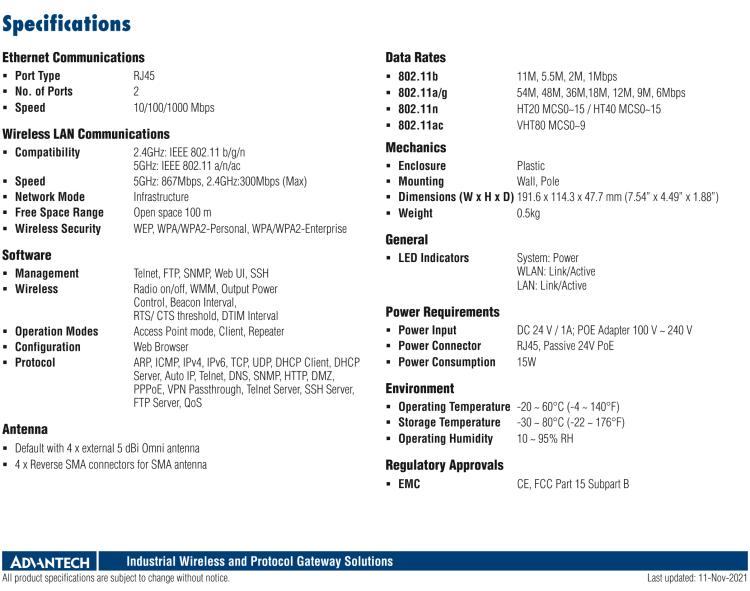 研華EKI-6333AC-2G IEEE 802.11 a/b/g/n/ac Wi-Fi AP