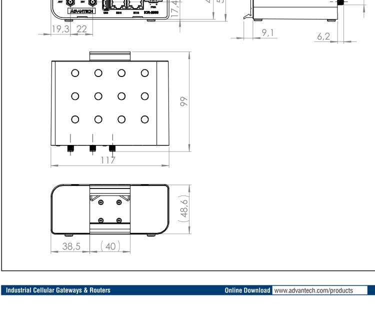 研華ICR-2834GA02 ICR-2800, EMEA, 2x Ethernet, 2× RS232/RS485, USB, GPS, Metal, UK ACC