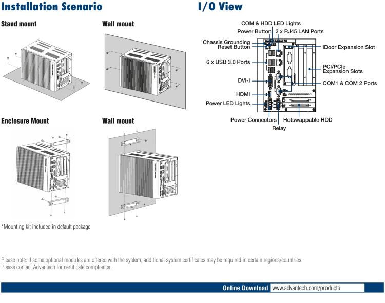 研華UNO-3285G 高效能嵌入式無(wú)風(fēng)扇工業(yè)電腦，搭配Intel? Core? i 處理器，4×PCI(e) 擴(kuò)展槽, 2×GbE, 2×mPCIe, HDMI, DVI-I