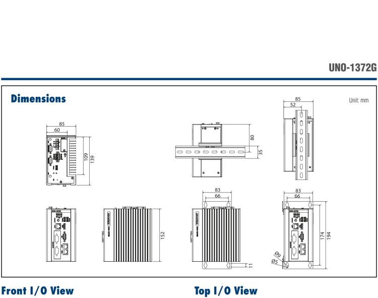 研華UNO-1372G 小型導(dǎo)軌安裝工業(yè)控制器，搭配英特爾?凌動? 四核處理器及4GB DDR3L內(nèi)存，2×mPCIe，1×mSATA，2×COM，8×DI/O，3×USB，1×HDMI，1×VGA