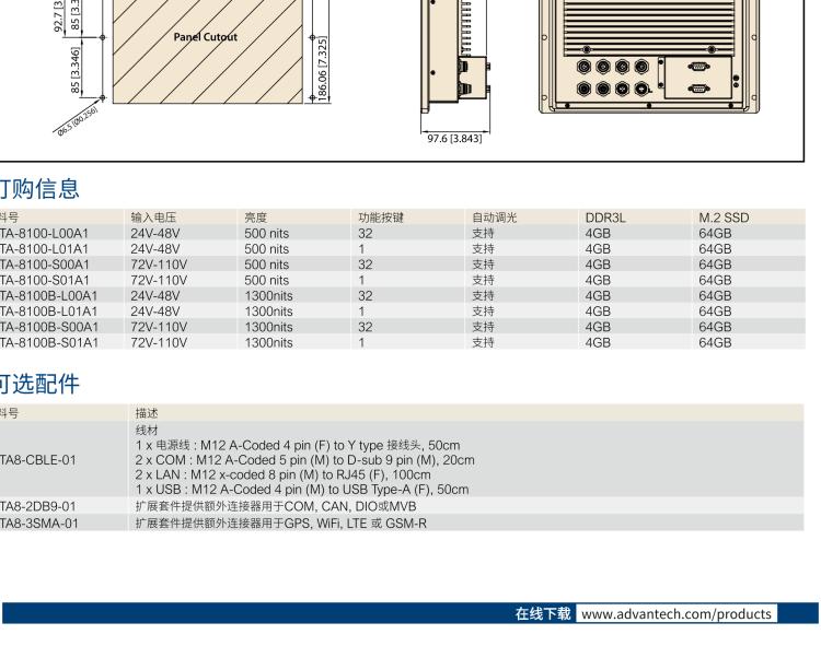 研華ITA-8100 滿足鐵路En50155認(rèn)證標(biāo)準(zhǔn)，10.4寸可觸屏式平板電腦，支持英特爾?凌動x7-E3950處理器