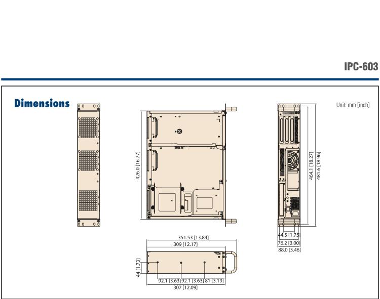 研華IPC-603MB 2U 3插槽上架式機箱，支持ATX/Micro-ATX 主板，支持前部I/O