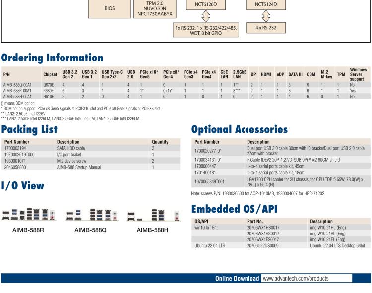 研華AIMB-588 適配Intel 第12代 Core i 系列處理器，搭載Q670E/ R680E/ H610E芯片組。高性能可達(dá)服務(wù)器級(jí)別高端產(chǎn)品，獨(dú)立四顯，專業(yè)的圖像處理能力，是理想的行業(yè)解決方案。
