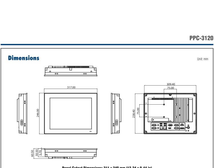 研華PPC-3120-RE9A 12.1" 無風扇工業平板電腦 Intel? Atom? E3940處理器