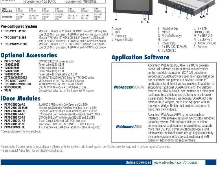 研華TPC-2151T 模組化工業(yè)瘦客戶(hù)機(jī)多點(diǎn)觸控平板電腦，配備15“XGA LED LCD和Intel?Celeron?處理器