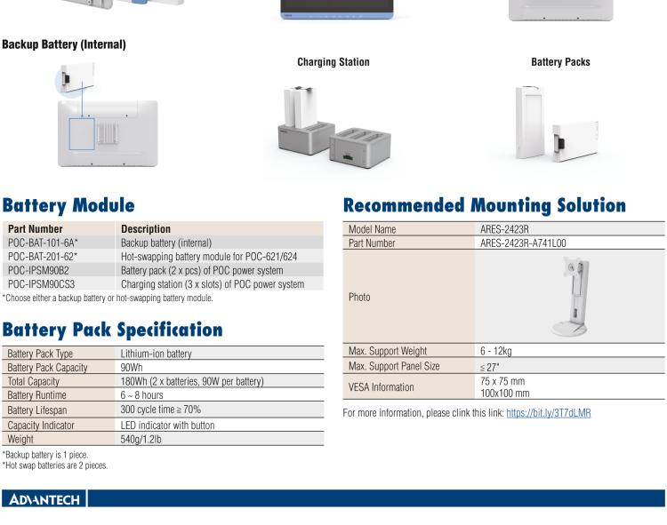 研華POC-621 高性能醫用一體機，可用于多種醫療應用