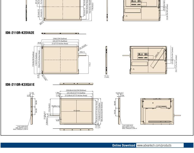 研華IDK-2110 10.4” SVGA 1200cd/m2 超高亮度工業(yè)顯示套件，帶 LED 背光燈、LVDS 接口