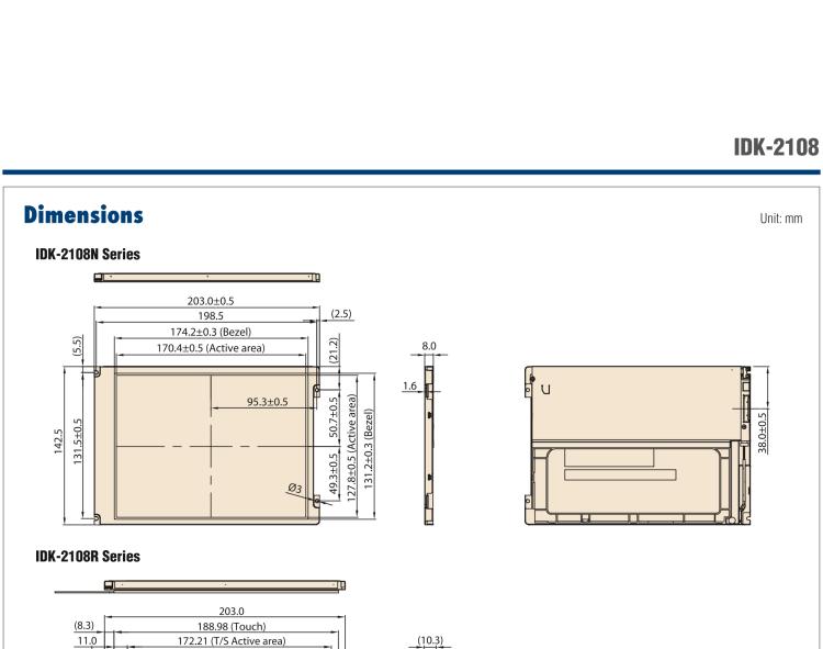 研華IDK-2108 8.4” SVGA 1200cd/m2 超高亮度工業(yè)顯示套件，帶 LED 背光燈、LVDS 接口