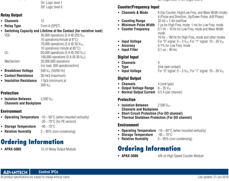 研華APAX-5080 4/8通道高速計數器模塊