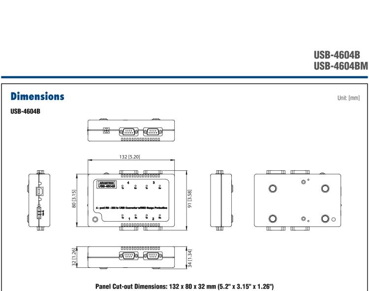 研華USB-4604B USB轉(zhuǎn)4端口RS-232轉(zhuǎn)換器，帶浪涌保護