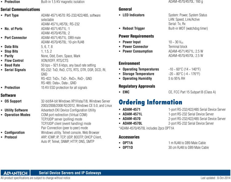 研華ADAM-4570 2端口RS-232/422/485串口聯網服務器