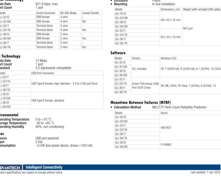 研華BB-485USBTB4WLS-A ULI-351TK USB至RS-485 4-W（TB）轉(zhuǎn)換器 端口號鎖定