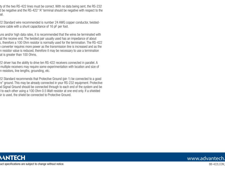 研華BB-422LCON 串口轉換器，RS-232 DB-25 M至RS-422 DB25 F